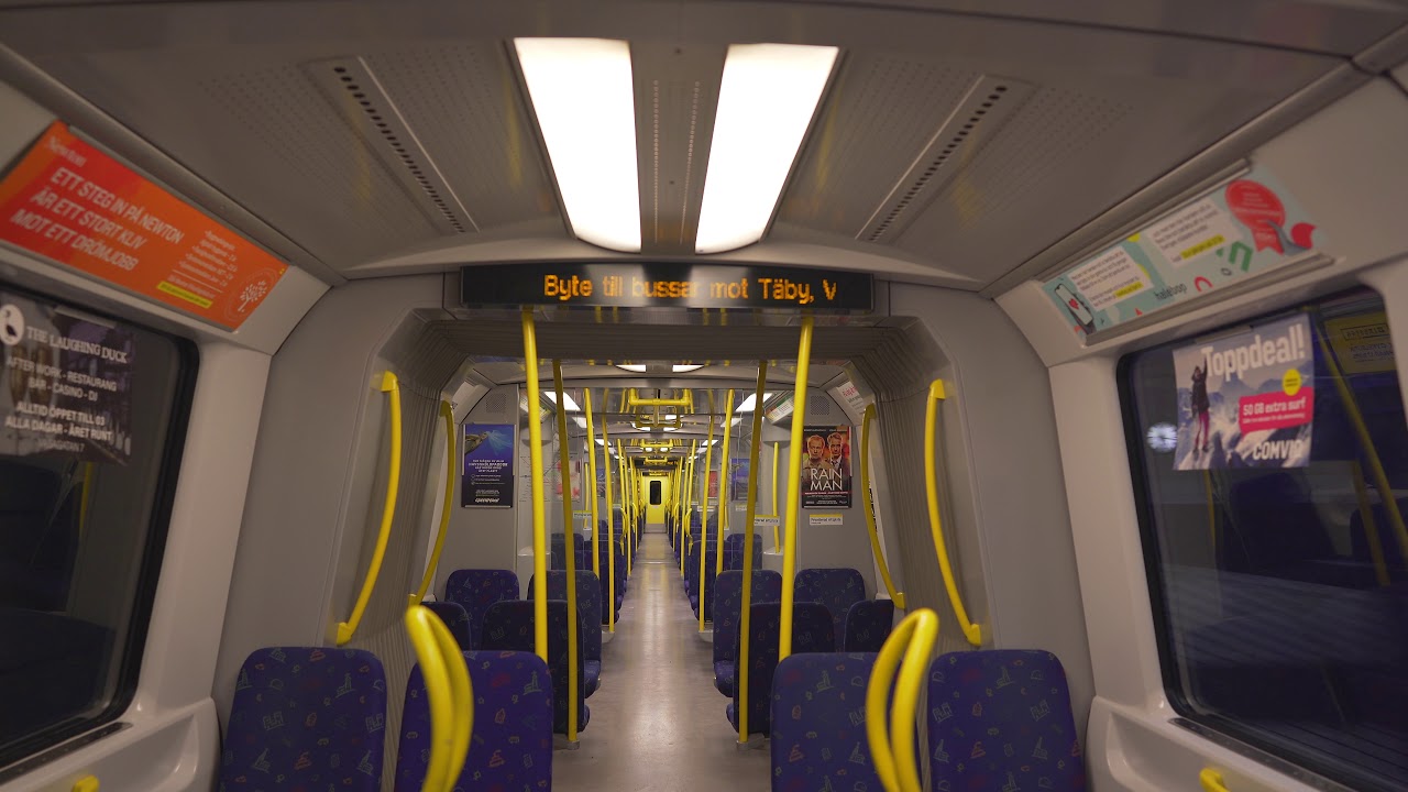Sweden, Stockholm, subway ride from MÖRBY CENTRUM to UNIVERSITETET