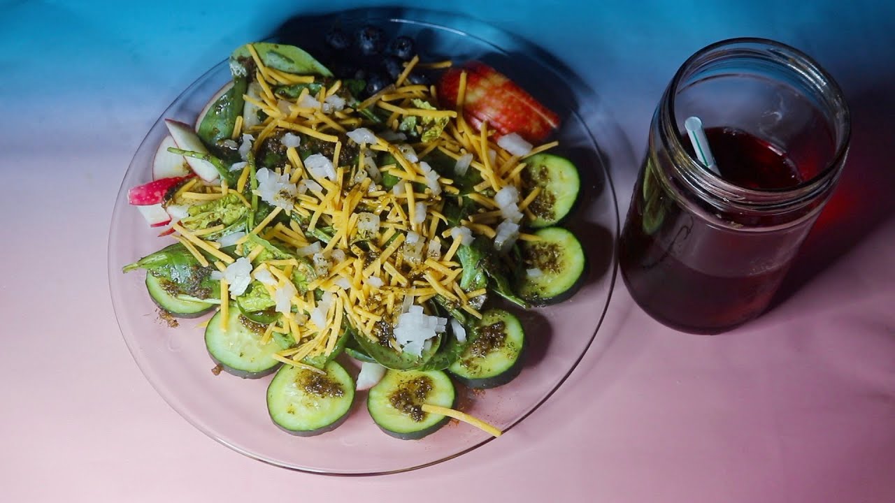 Spinach Cucumber Salad ASMR Eating Sounds