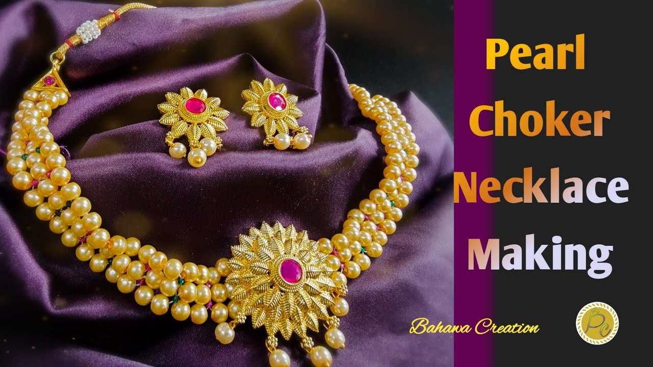 Pearl choker necklace making at home | DIY pearl choker Necklace | Hindi