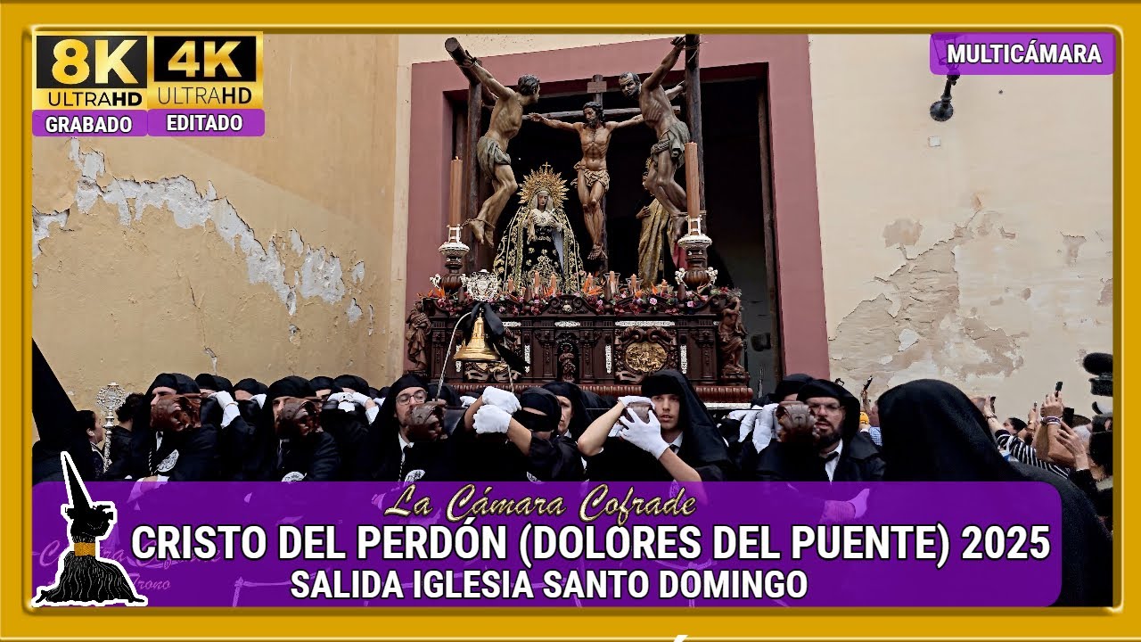 CRISTO DEL PERDON (DOLORES DEL PUENTE). SALIDA SANTO DOMINGO. SEMANA SANTA MÁLAGA 2025. MULTICAM 4K