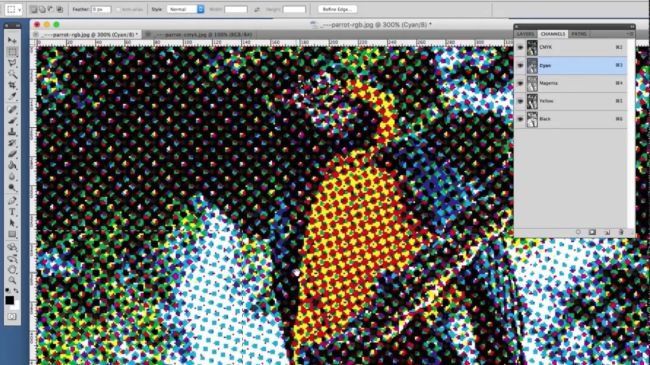 Making a CMYK 4-colour dot process image in Photoshop