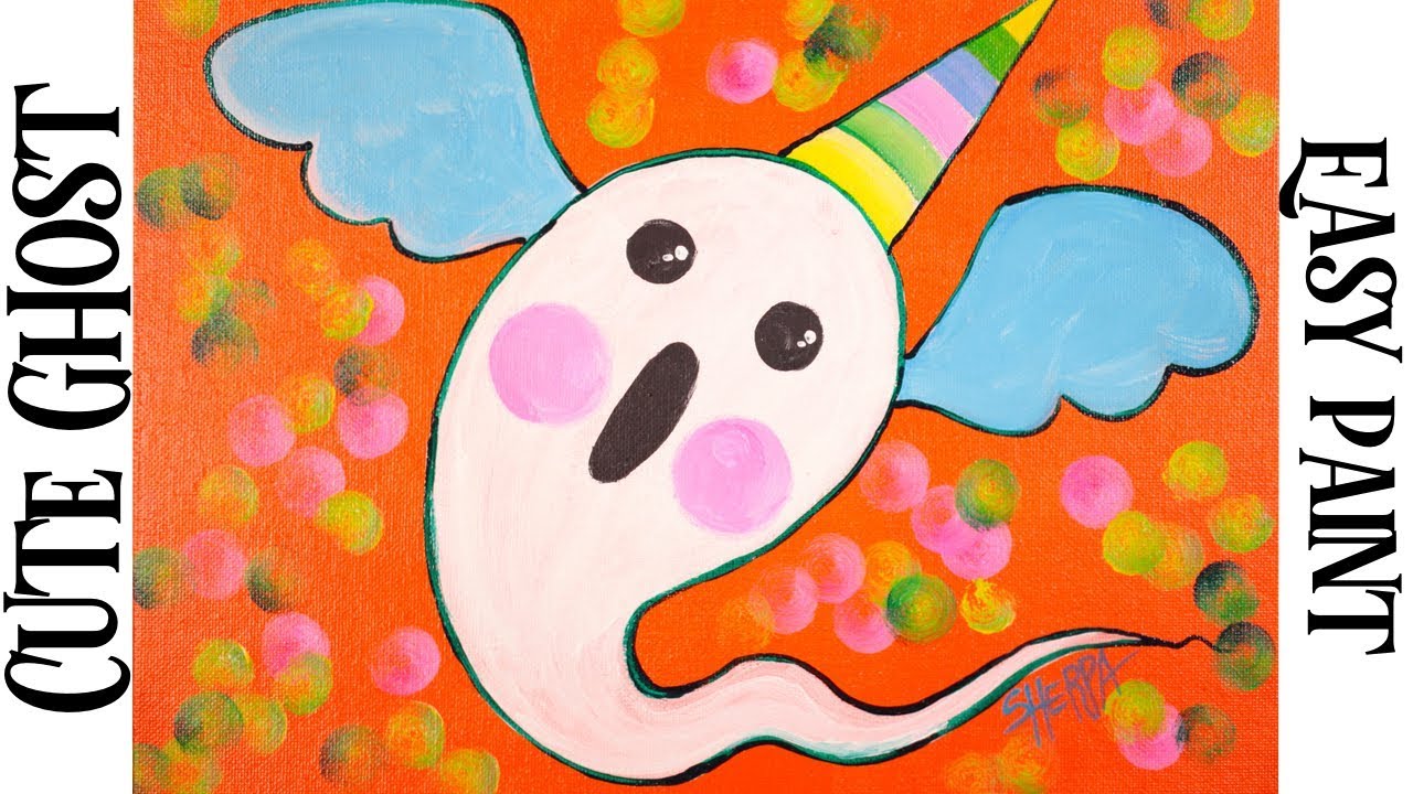 Easy Painting in acrylic CUTE Adorable Ghost | TheArtSherpa