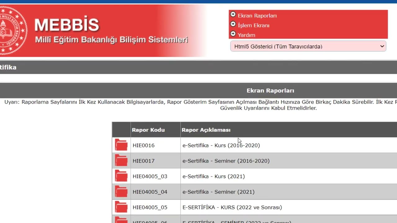 &Ouml;ğretmenlerin, &Ouml;BA &uuml;zerinden aldıkları  hizmeti&ccedil;i eğitimlerini, MEBBİS &Uuml;zerinde değerlendirme işlemi