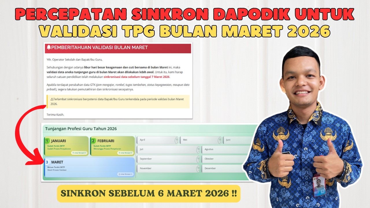 Percepatan Sinkron Dapodik Untuk Validasi TPG Bulan Maret 2026
