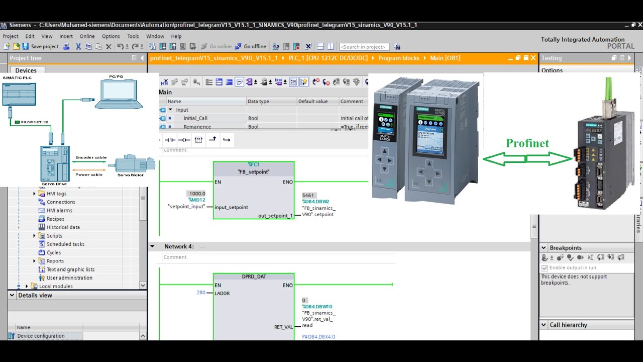 TIA Portal SINAMICS V90 control speed PROFINET telegram 1