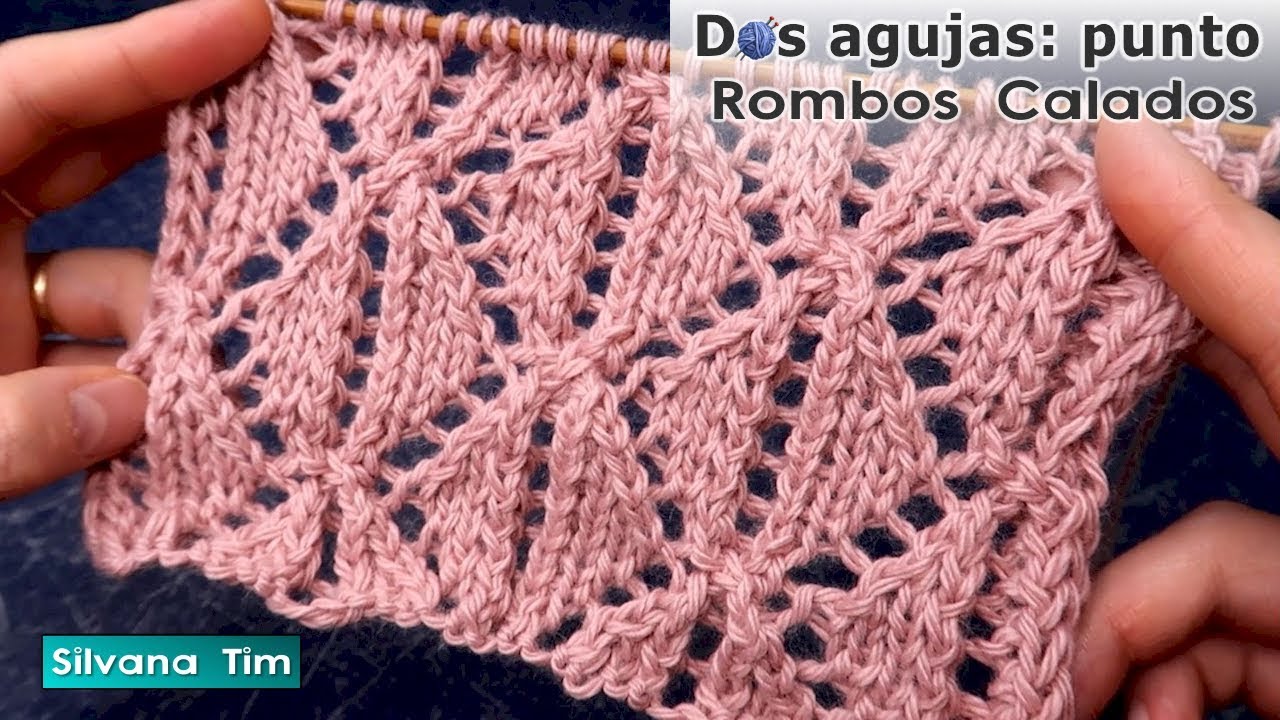 PUNTO CALADO a Dos Agujas. Como tejer punto ROMBOS calados. Tejido a dos agujas paso a paso