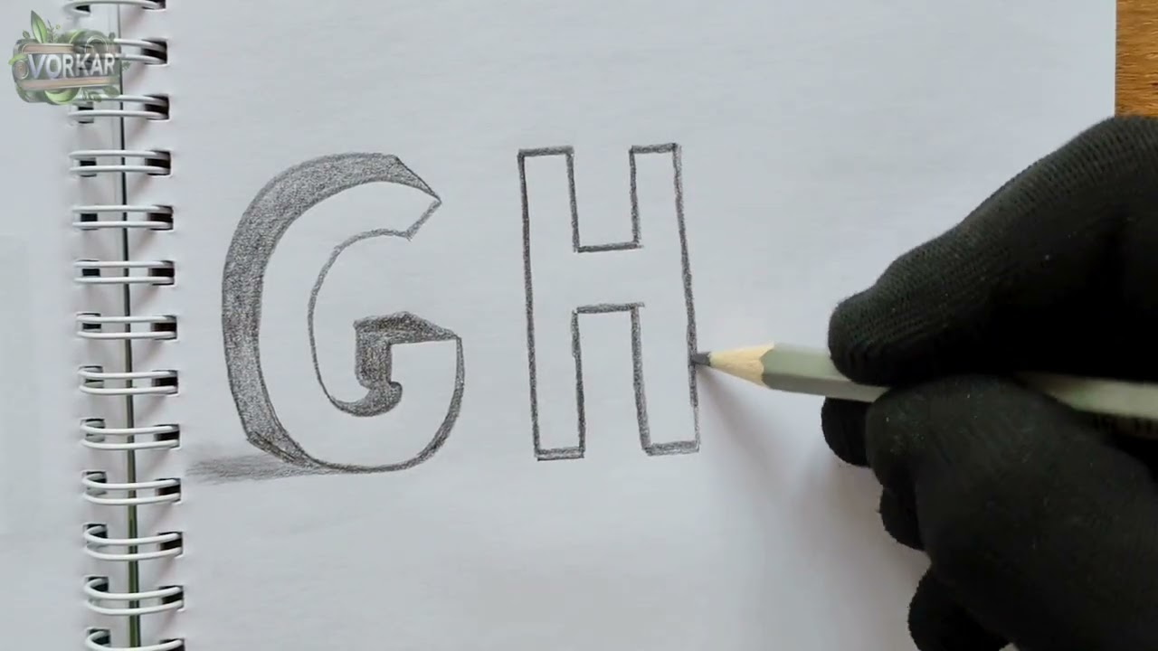 How to Draw 3D Letter H with Pencil  Step by Step Tutorial