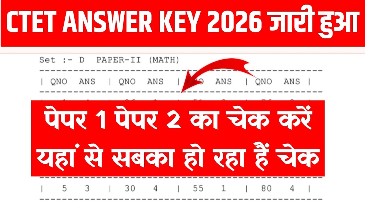 CTET Answer Key 2026 OUT | CTET Answer key 2026 Kaise Dekhe ? CTET Answer Key 2026 Download