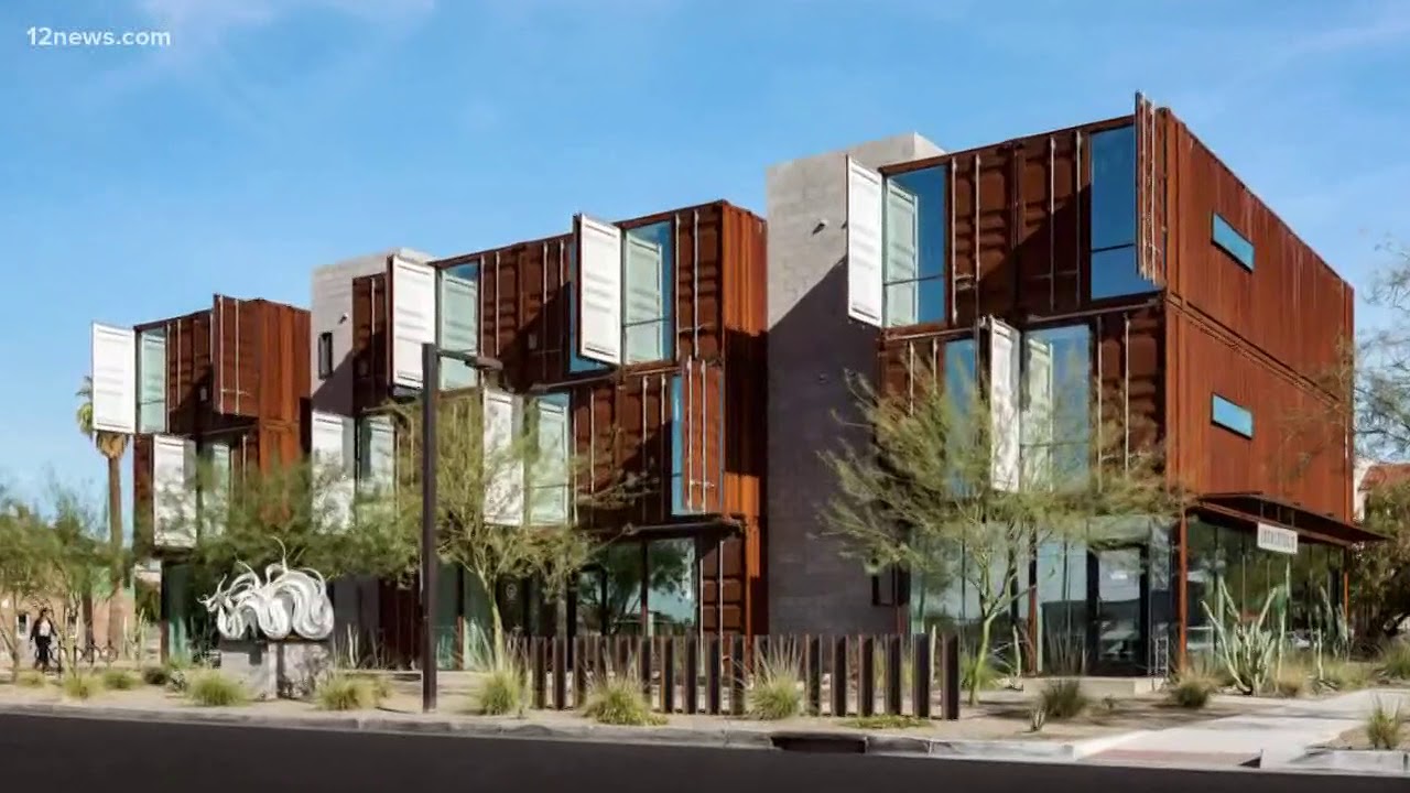 Old shipping containers being used for homes and businesses in Phoenix