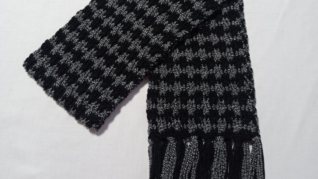 كروشيه كوفية / لفحة رجالي مجسمة 3d سطرين فقط Crochet men scarf / tow rounds