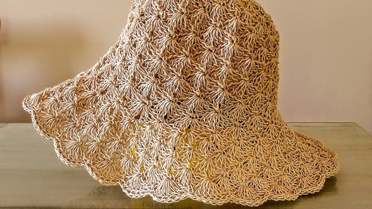 sombrero abanicos crochet/sombrero ganchillo / hat Dy/ algodón, lino, rafia,yute..