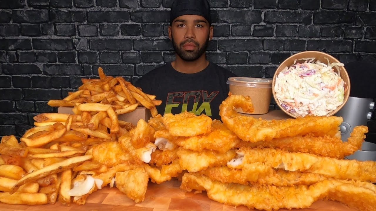(ASMR) FISH AND CHIPS MUKBANG