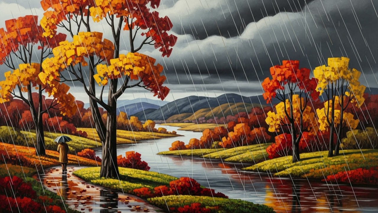 Turn Your TV into Art: Cozy Autumn Rain Soundscape | Specular Art Deco ART TV