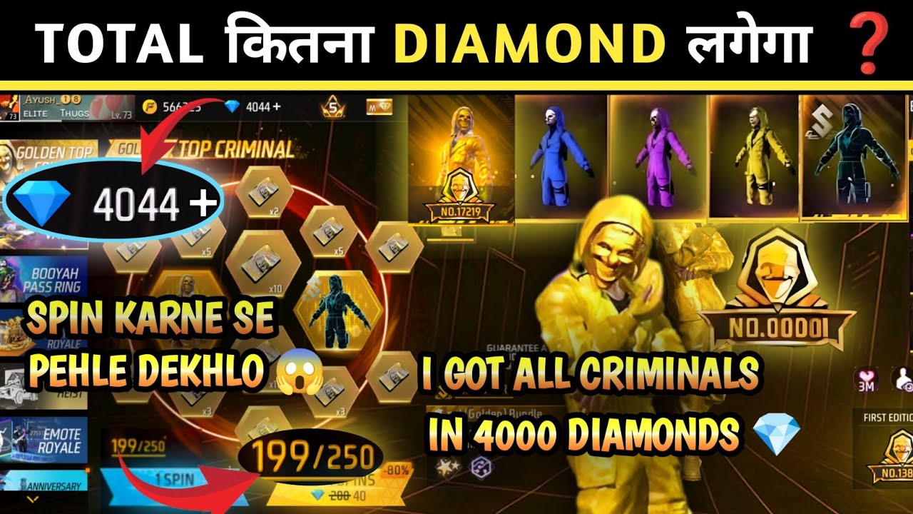 NEW CRIMINAL RING EVENT SPIN 😁 GOLDEN CRIMINAL BUNDLE SPIN|FREE FIRE NEW EVENT 💯#freefire