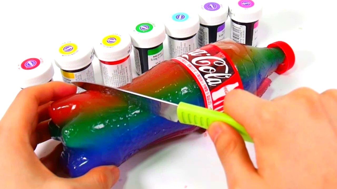 DIY How To Make 'Rainbow Colors Coca Cola Water Bottle  Gummy Pudding Jelly 'Syringe Bubble Orbeez
