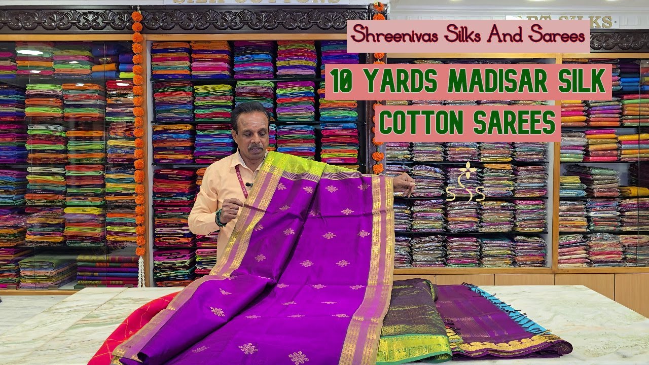 Elegant 10 Yards Madisar Silk Cotton Saree #shreenivassilks #indianhandlooms #madisarsarees