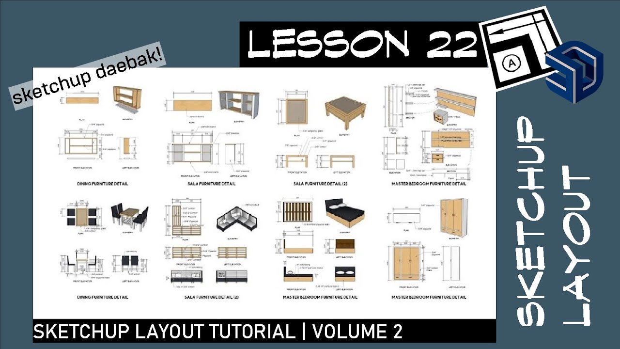 Sketchup Layout 22 - Speedbuild of a Furniture Collage