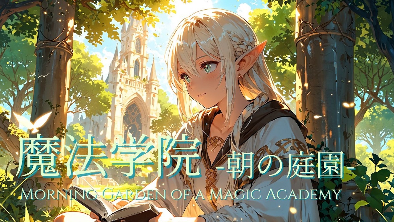 【ケルト音楽/作業用BGM】魔法学院-朝の庭園-｜エルフたちが学ぶ中世ファンタジーBGM（集中・読書）｜Celtic Magic Academy Ambience