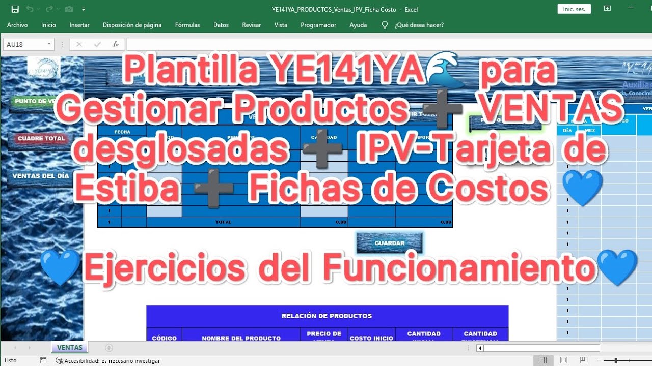 🌊Plantilla para Gestionar Productos ➕ VENTAS desglosadas➕ IPV-Tarjeta de Estiba ➕ Fichas de Costos 💙