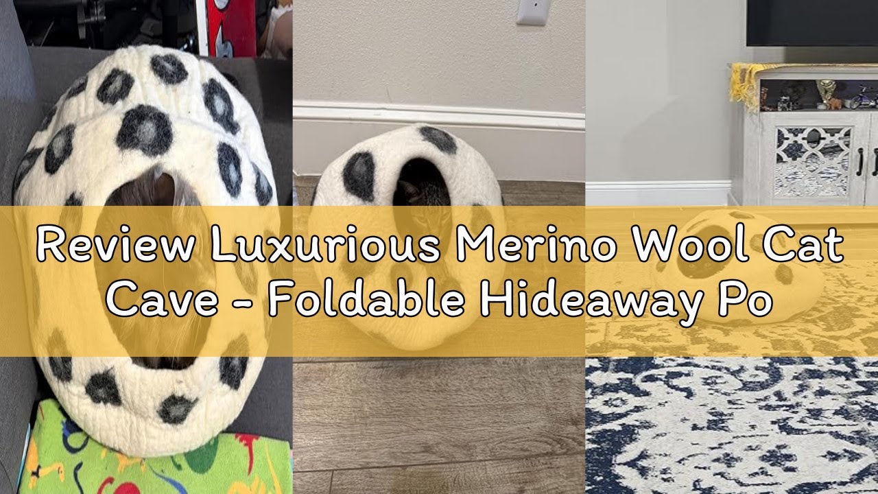 Review Luxurious Merino Wool Cat Cave - Foldable Hideaway Pod for Indoor Cats - Premium Felt Kitten