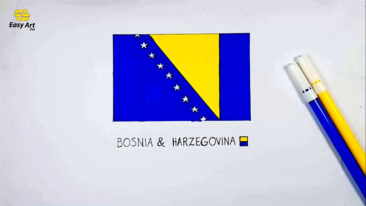 🇧🇦  How to draw Bosnia and Herzegovina flag step by step || Easy Art Pro