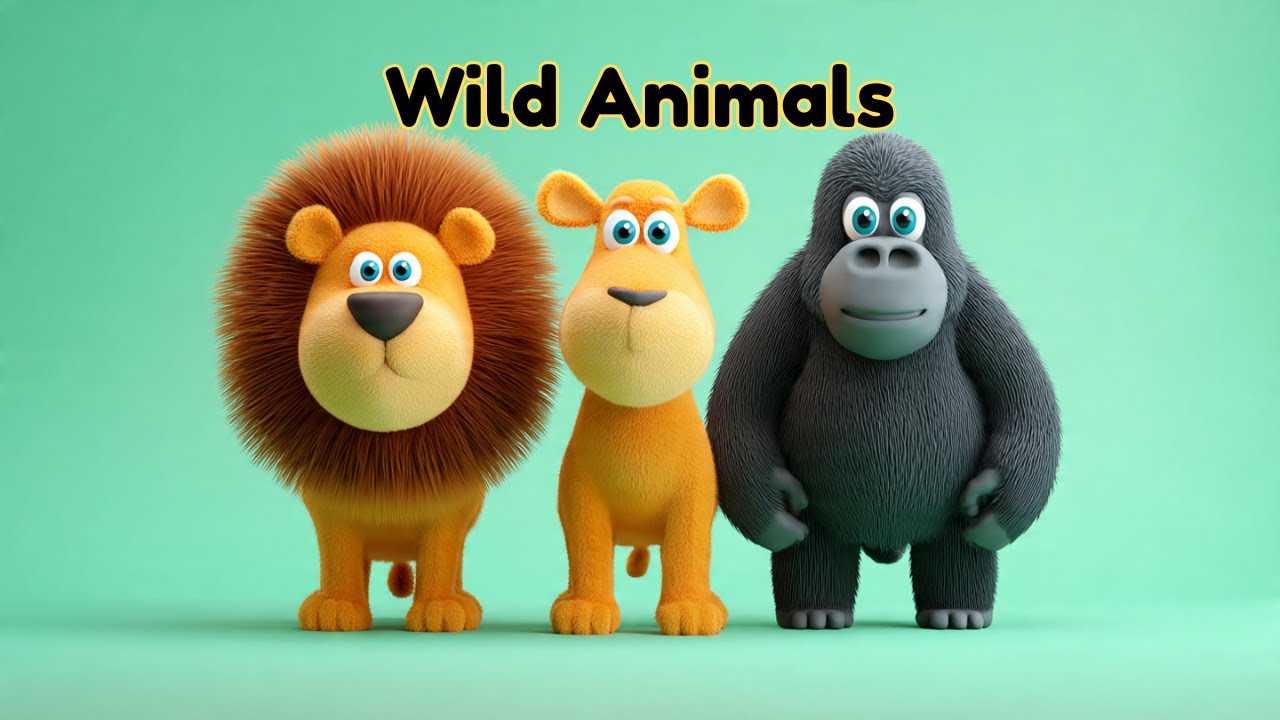 Wild Animals for Kids | Lion,Tiger, monkey, zebra, Bear, Elephant, fox | Learn Animal Names |