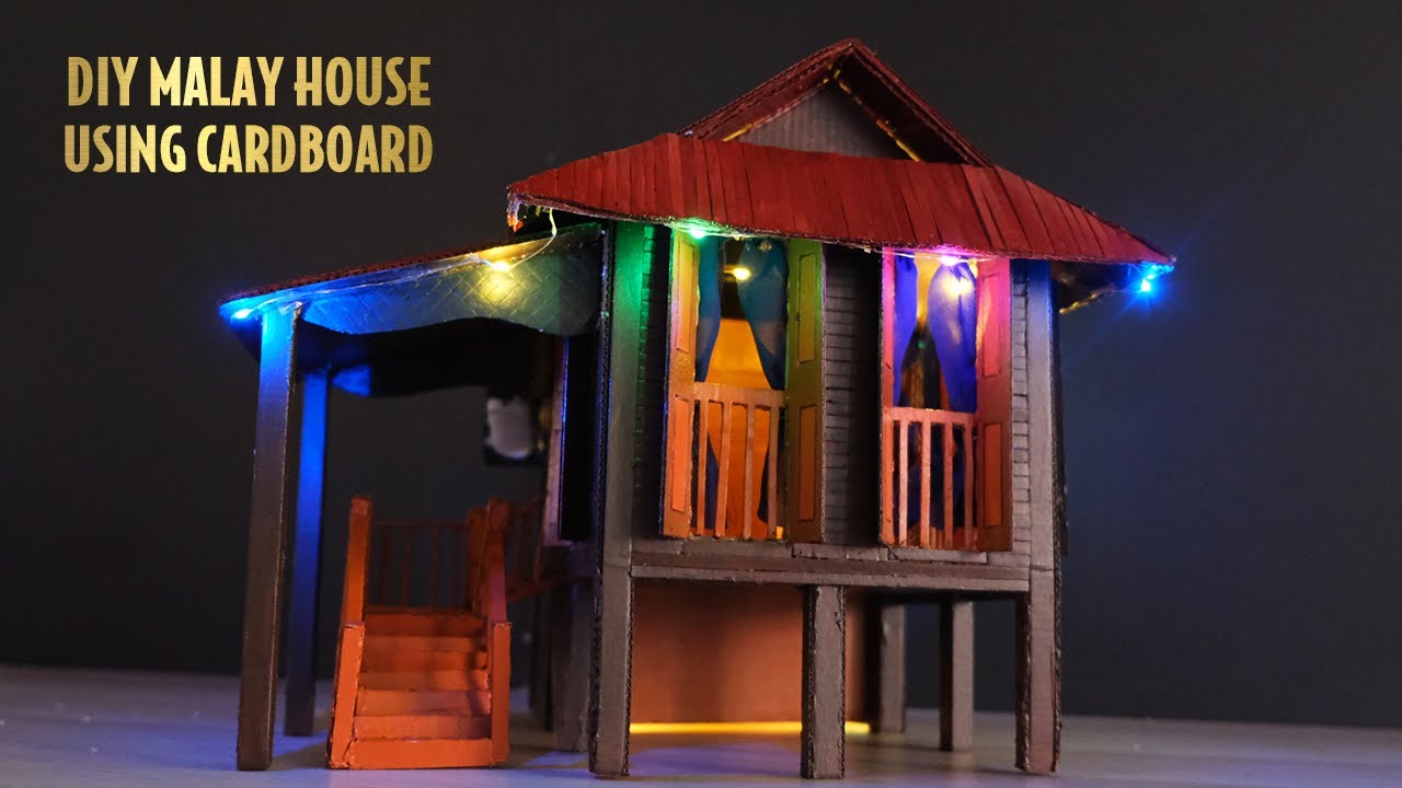 DIY I How to Make a Malay House/Rumah Kampung Using Cardboard I Hari Raya