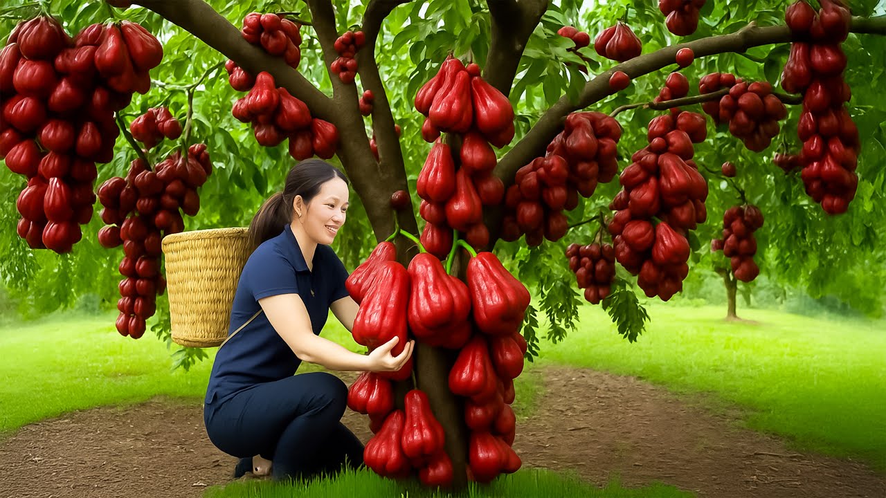 Harvesting Rare Giant Red Wax Apple Fruits &ndash; Sold Out Instantly at the Countryside Market!