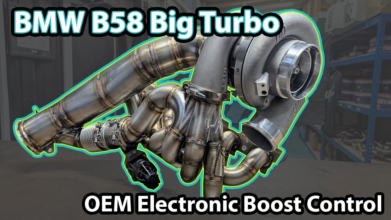 Our BMW B58 Top Mount Turbo Manifold Kit featuring OEM Electronic Wastegate Control