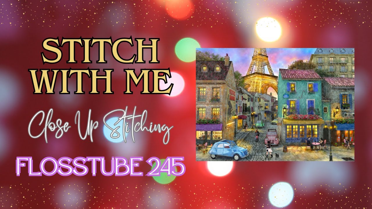 STITCH WITH ME | Close Up Stitching HAED Paris Streets WIP | Flosstube #245 STITCHERY LOVERS
