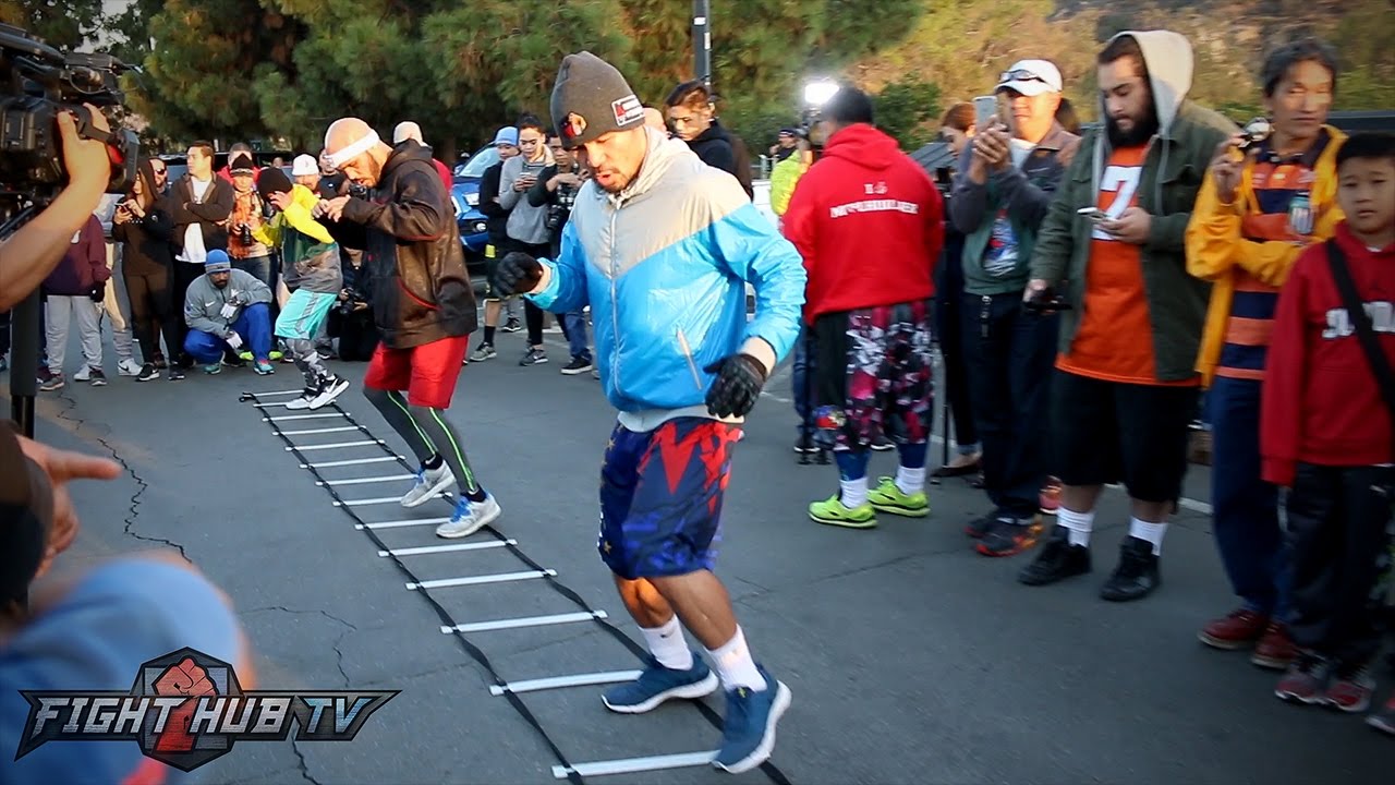 MANNY PACQUIAO'S FULL FOOTWORK WORKOUT & DRILLS IN THE MOUNTAINS OF LOS ANGELES