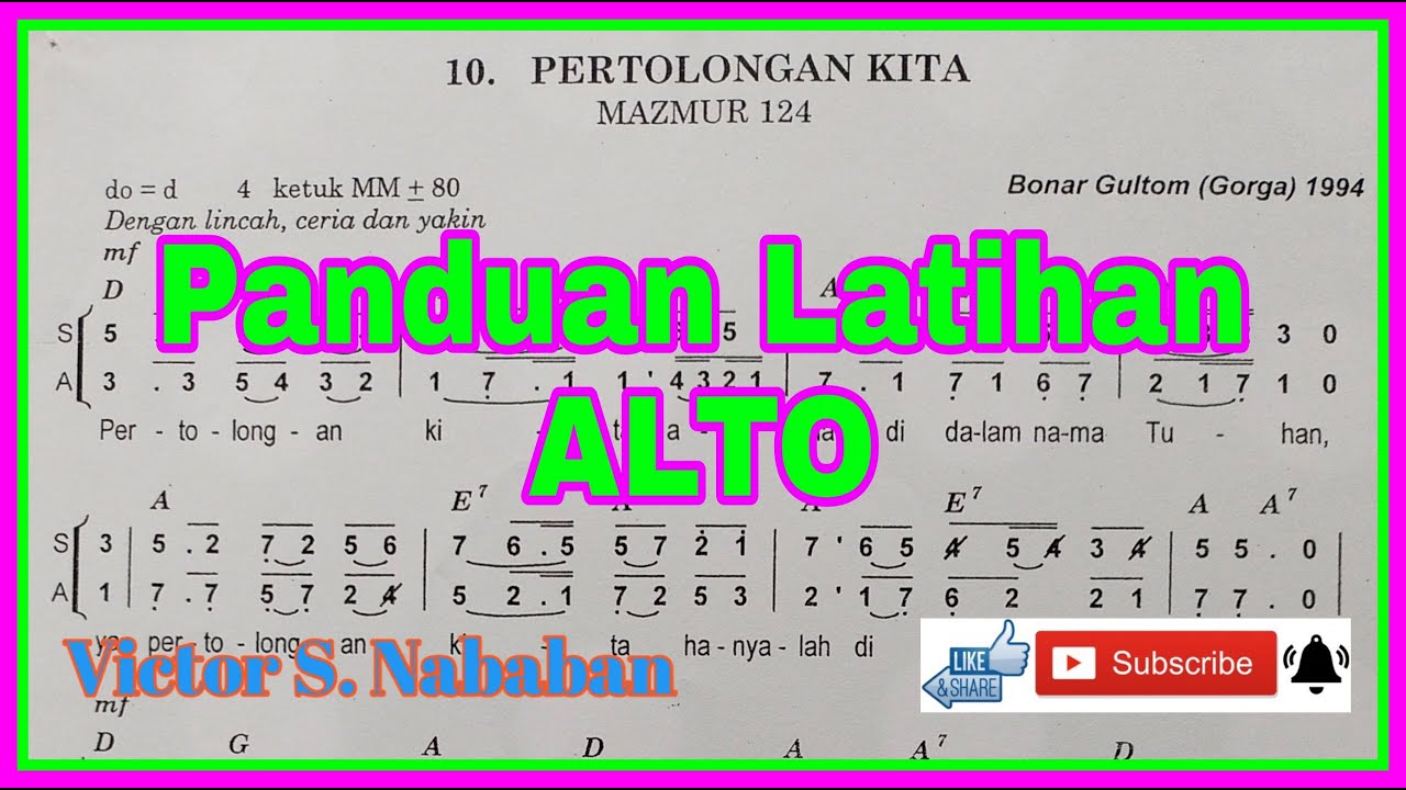 Panduan Latihan Suara ALTO - Pertolongan Kita - Cipt. Drs. Bonar Gultom