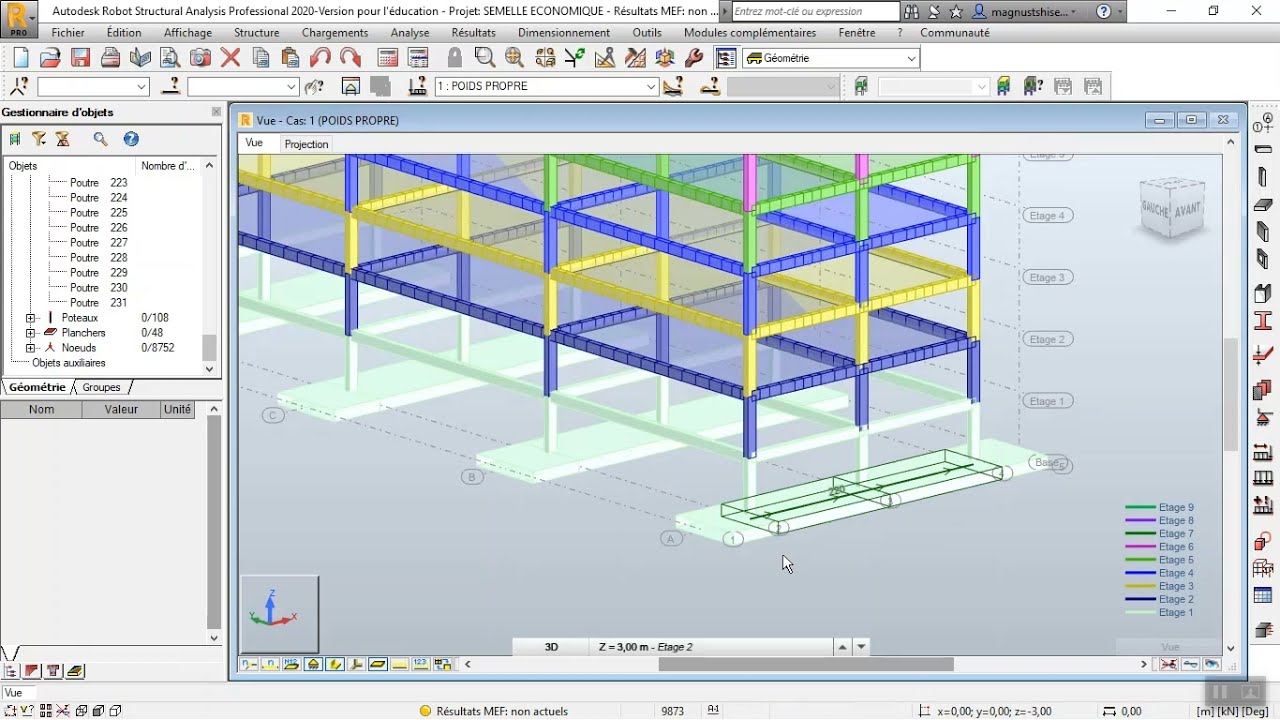 ROBOT STRUCTURAL ANALYSIS : ETUDE DE LA SEMELLE FILANTE SOUS TROIS POTEAUX