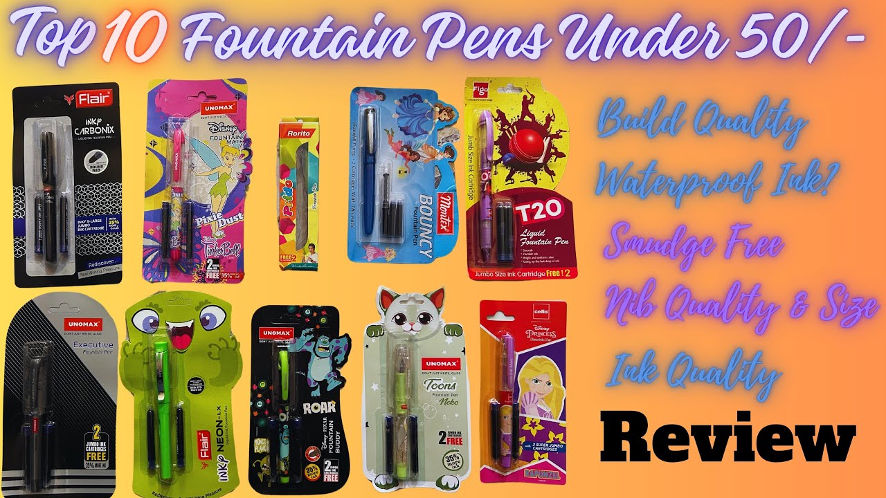 Top 10 Fountain Pens Under 50/- | Detailed Review | #fountainpen