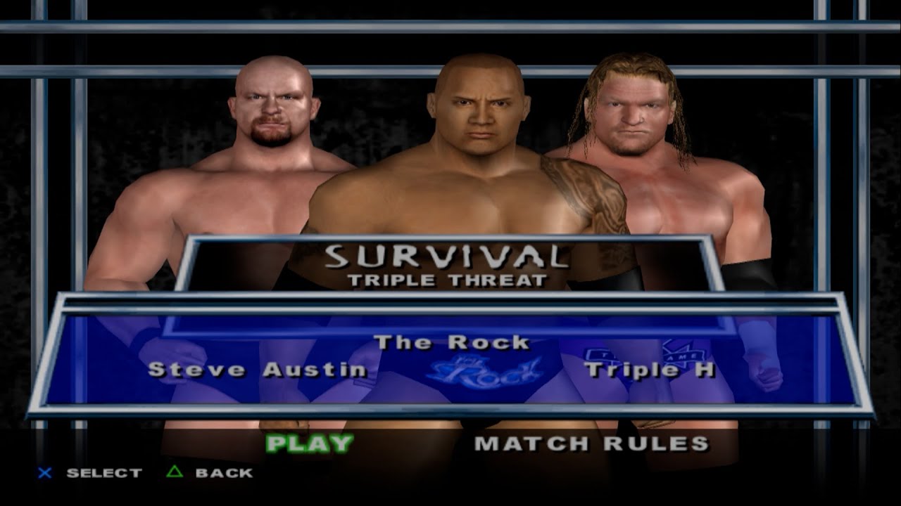 WWE SmackDown! Here Comes the Pain - Steve Austin VS The Rock VS Triple H (SURVIVAL)