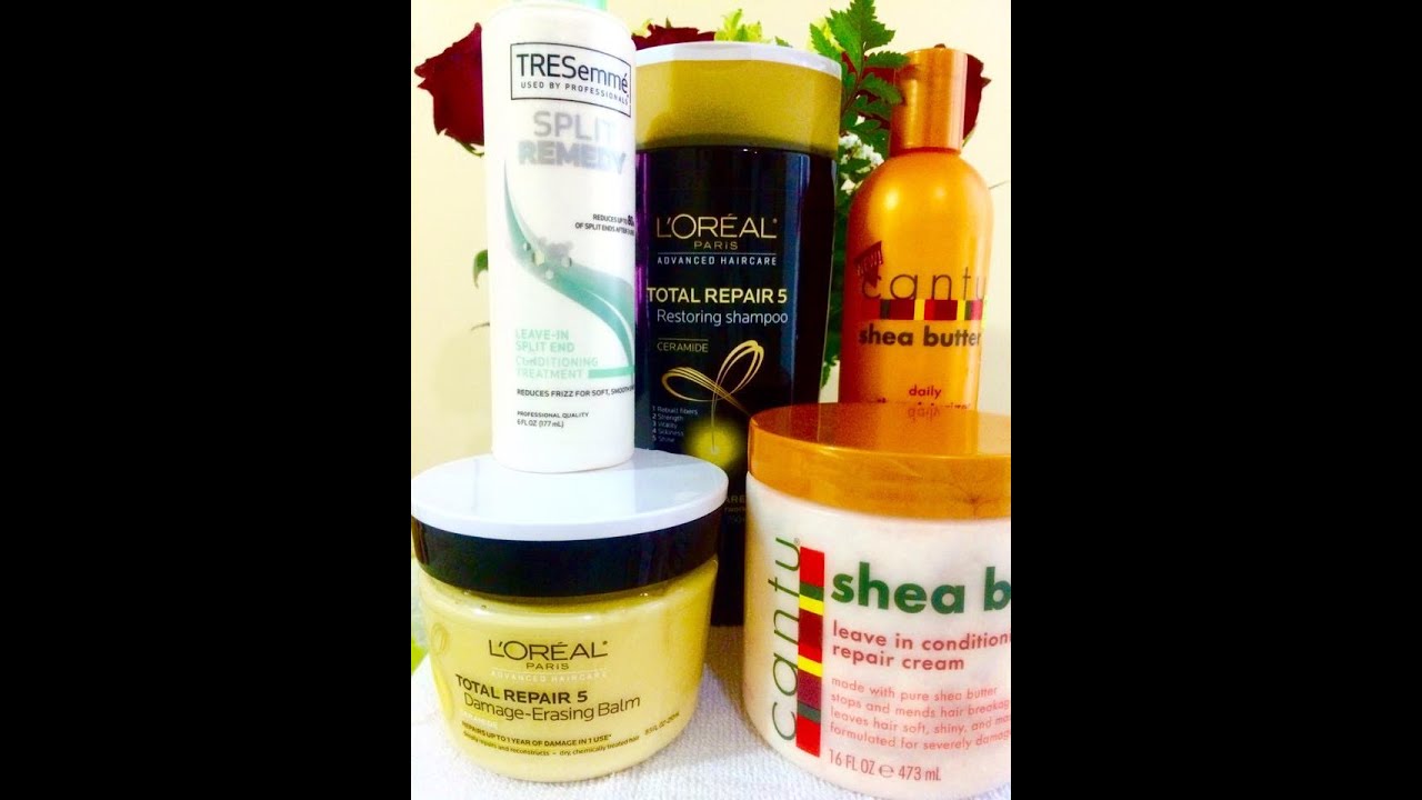 productos para REPARAR EL PELO SECO Y MALTRATADO  L'OREAL TOTAL 5 REPAIR .TRESemme .CRECEPELO
