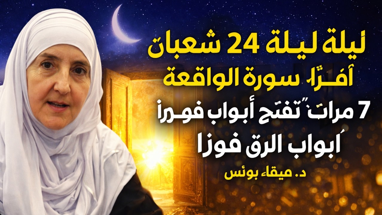 ٢٤ شعبان: لا تفوّت هذه الليلة! اقرأ هذه السورة ٧ مرات تُفتح أبواب الرزق فورًا | د. هيفاء يونس