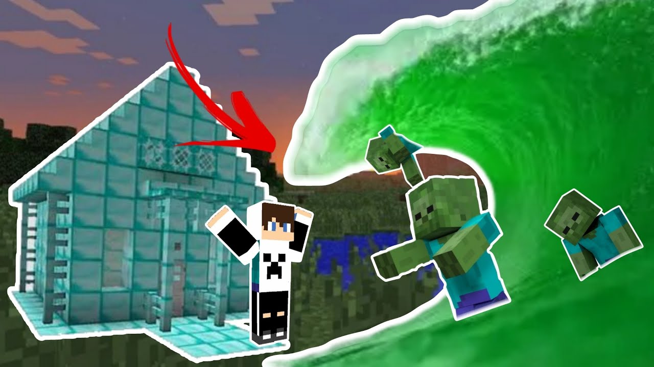 DESAFIO DA BASE VS TSUNAMI TÓXICO DE ZUMBI NO MINECRAFT! (MACHINIMA) MINECRAFT 