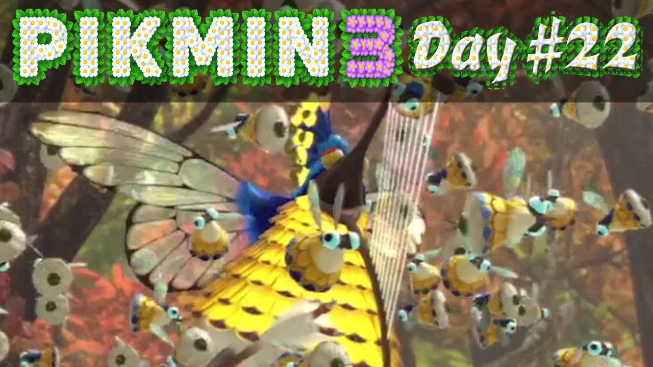Pikmin 3 WiiU - Day 22:  Finishing Boss Battle Vs Scornet Maestro in Twilight River!