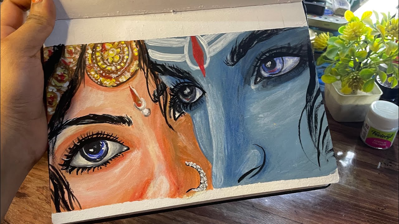 Lord Shiv Parvati eyes drawing 👀 ✍🏻❤️#shorts #shortsfeed #shivratri 