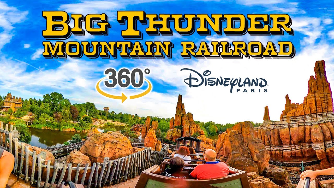 VR 360 Big Thunder Mountain Railroad Roller Coaster On Ride POV Disneyland Paris 2023 08 18