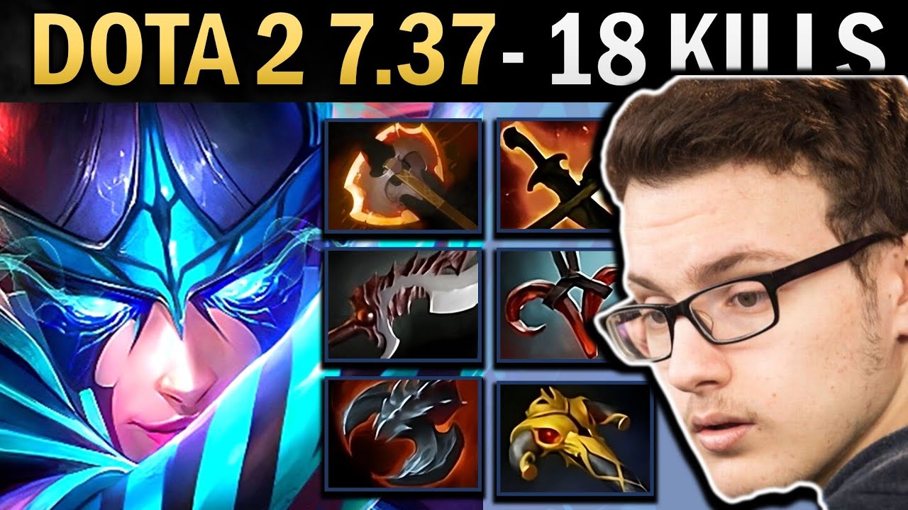 Phantom Assassin Gameplay Miracle with Abyssal and 18 Kills - Dota 7.37