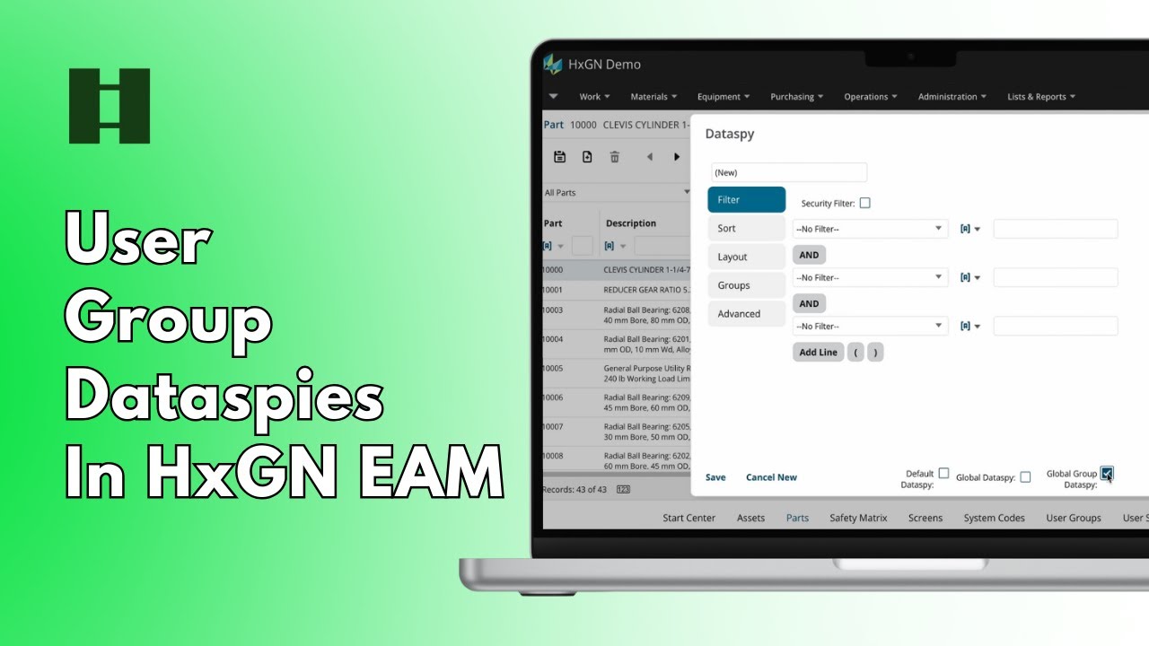 Global Group Dataspies in HxGN EAM