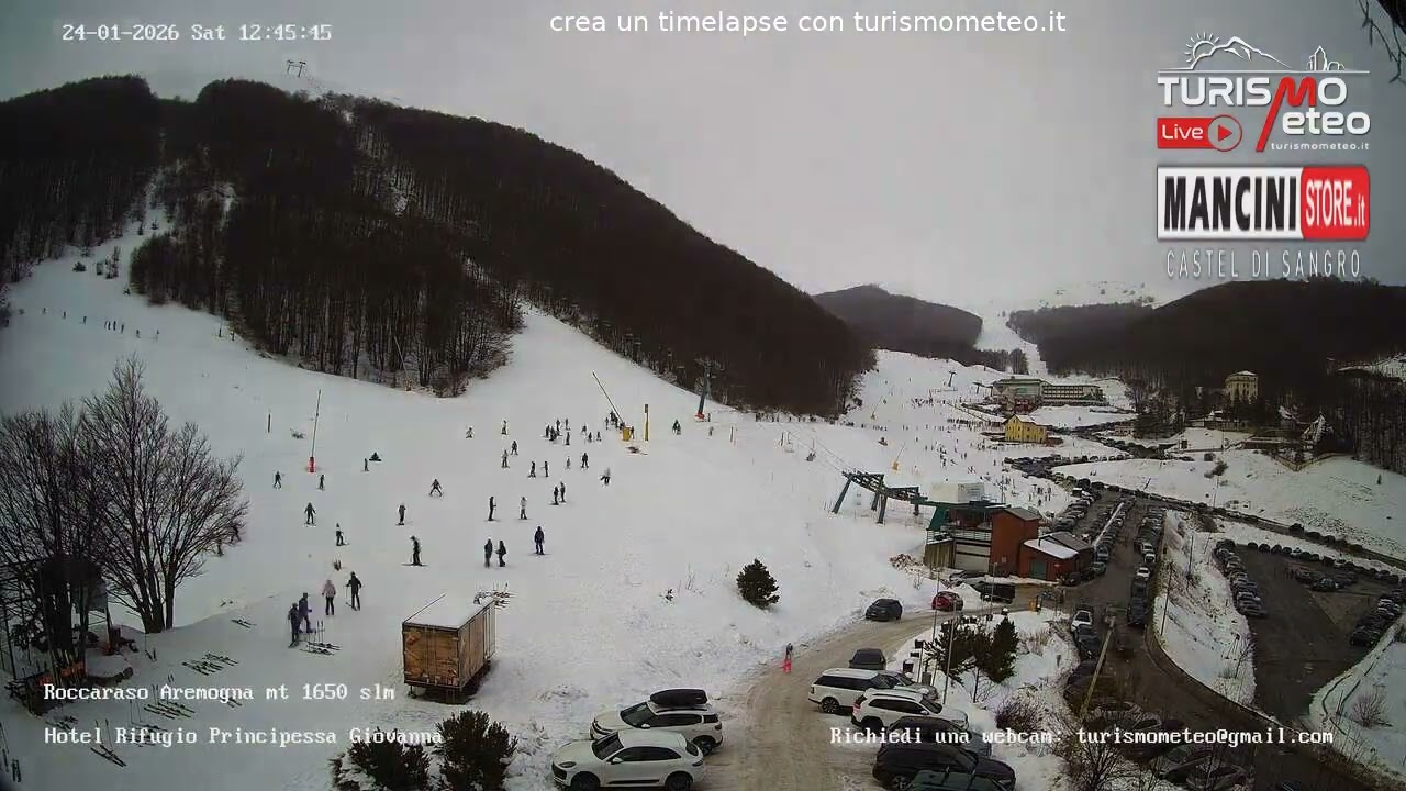 Roccaraso Aremogna ❄️ Timelapse Neve 24 Gennaio 2026 | Webcam Pallottieri e Macchione Alto Sangro