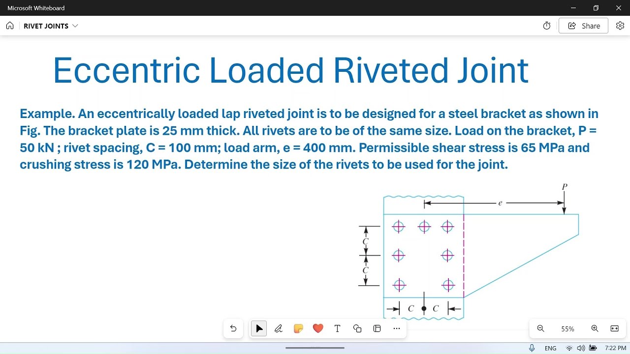 Riveted Joints: 14: Design of eccentrically loaded Riveted joint: Numerical Problem