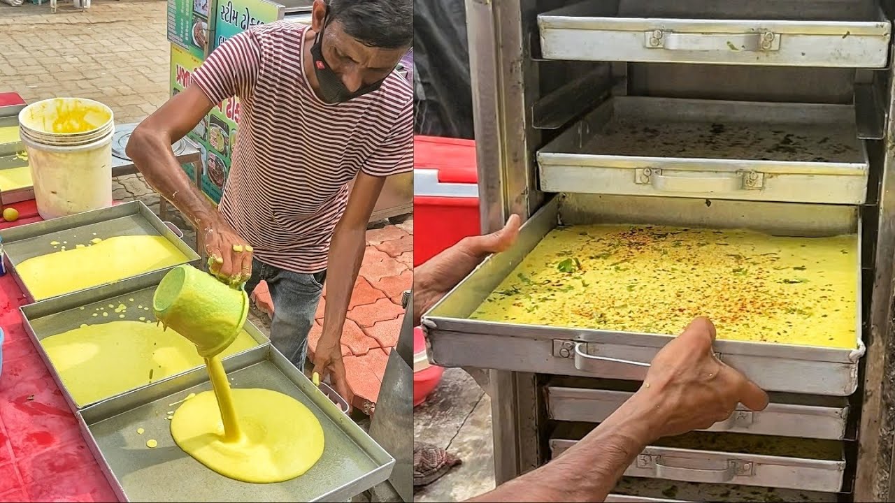 Famous Gujarati Snack Live Dhokla🤩🤩 ऐसा ढोकला पहले कभी नहीं देखा होगा आपने😳😳 Indian Street Food