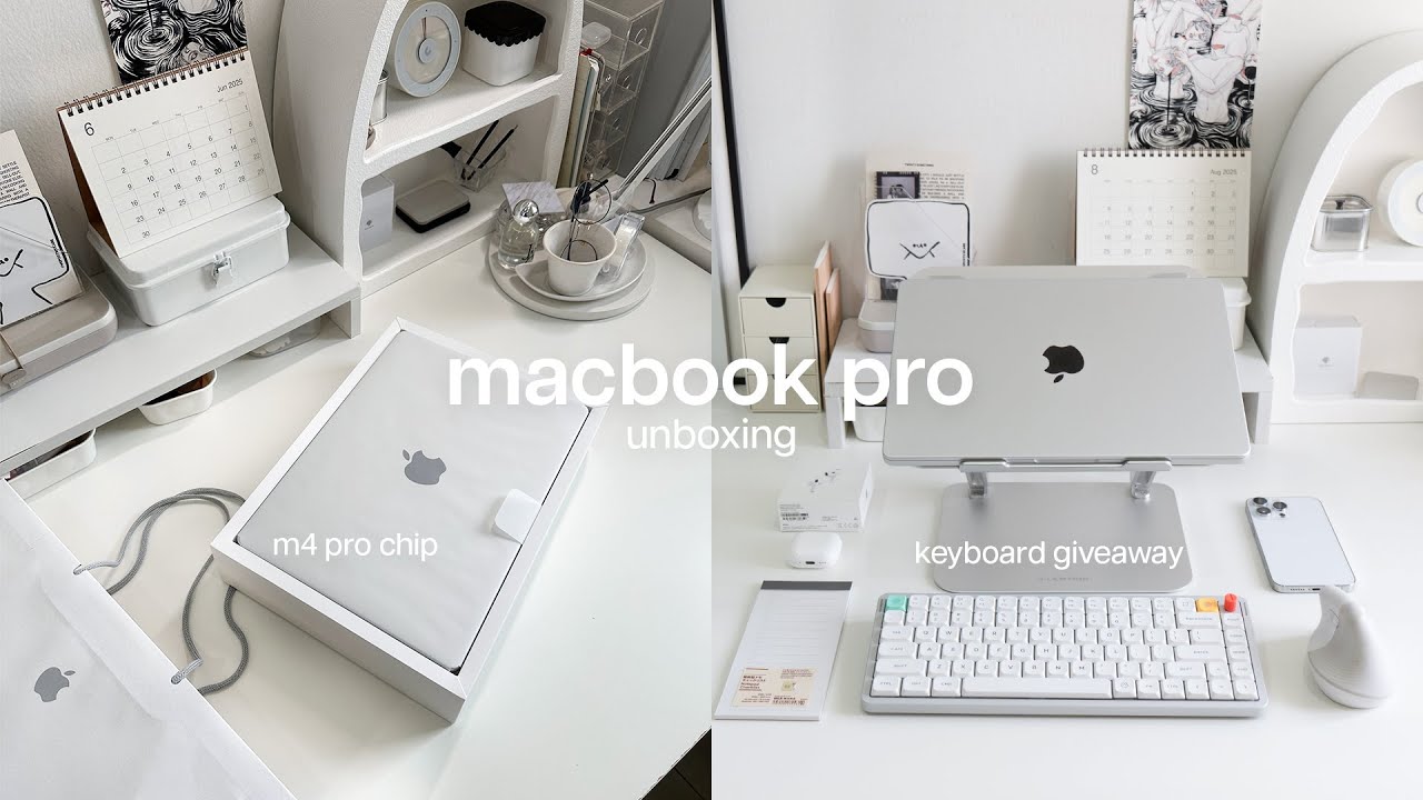 macbook pro m4 pro unboxing + accessories (keyboard giveaway) 💻