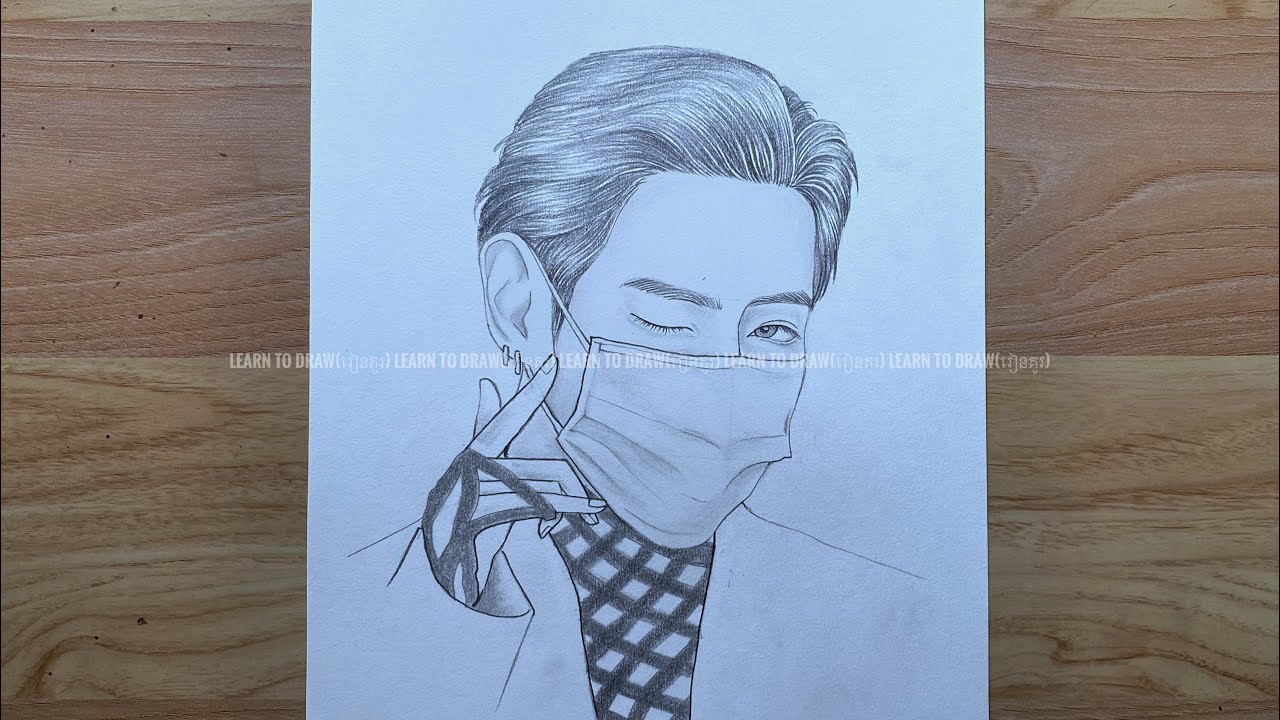 How to draw V BTS | V drawing for beginners | pencil drawing tutorials | រៀនគូរ