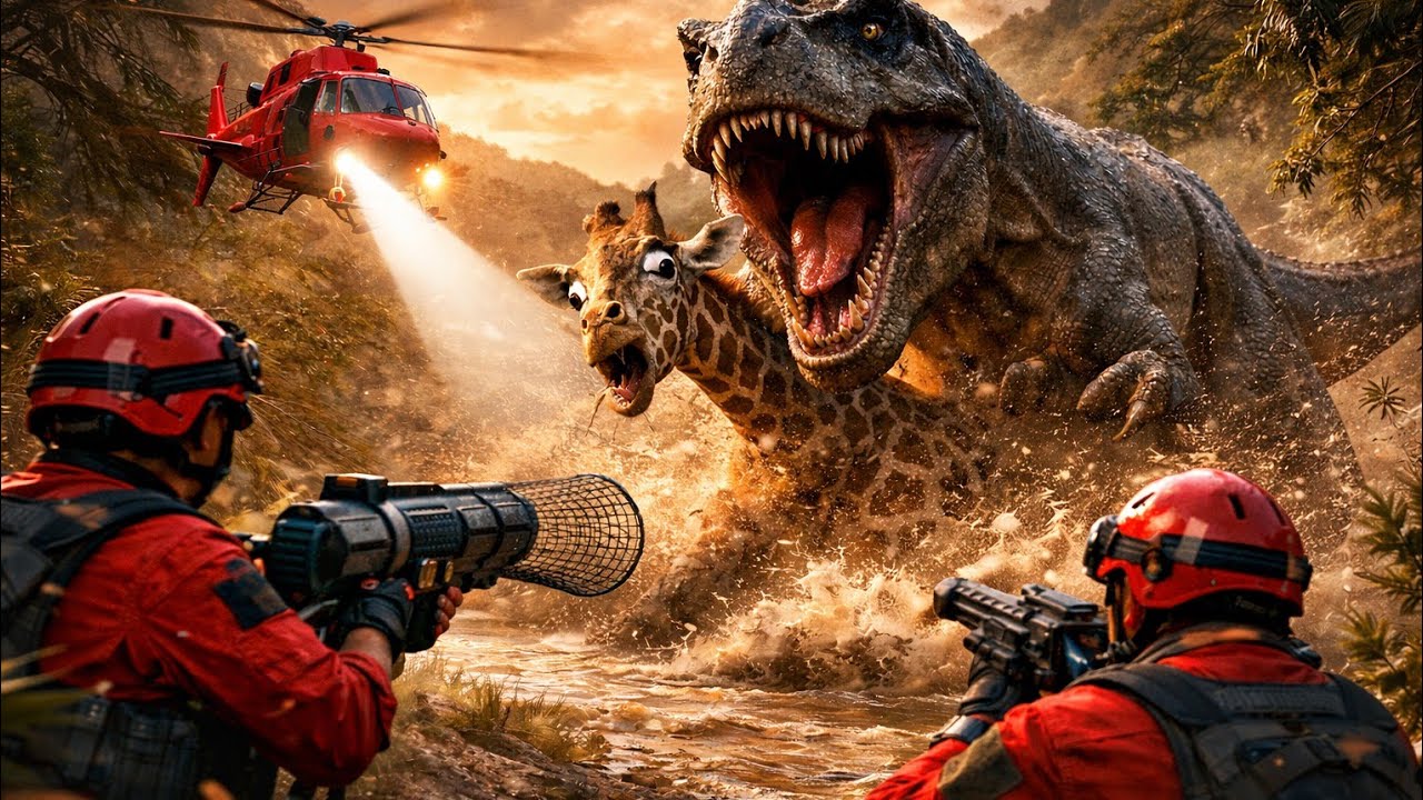 Giant Dinosaur Attacks Giraffe &ndash; Epic Helicopter Rescue Caught on Camera!