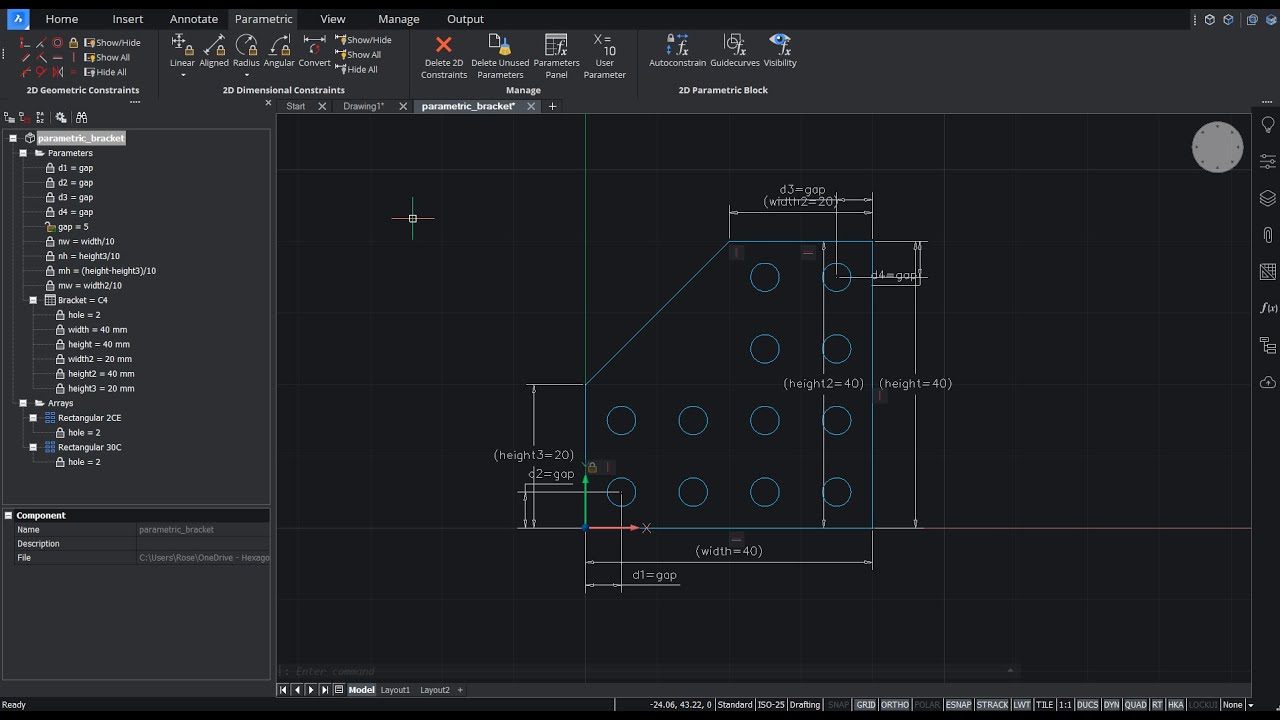 How Use 2D Constraints and Parameters to Create a Bracket - Easy Builds